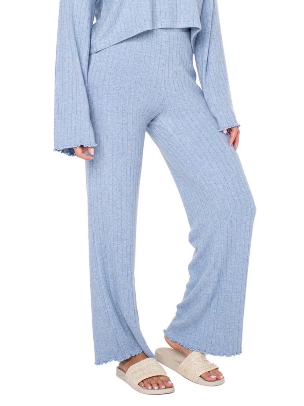Roxy Light Blue Ribbed Two-Piece Lounge Set - Picture 2 of 11